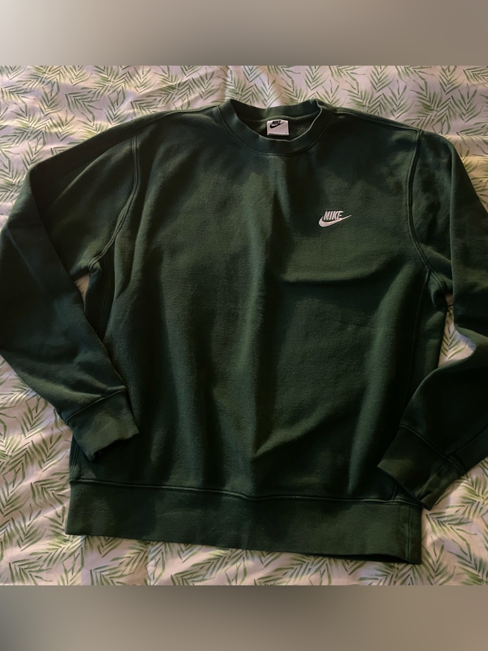 Nike Forest Green Crewneck Sweatshirt with White Swoosh